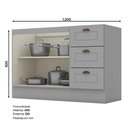 Ver imagem 3 de Balcão Pia 2 Portas e 3 Gavetas 120cm Americana Cinza com Tampo Nature - Móveis Henn Cinza-nature
