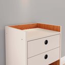 Ver imagem 2 de Mesa de Cabeceira Moderna Retrô Bento 2 Gavetas e Nicho - Off White com Nature- Rpm Móveis