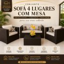 Ver imagem 3 de Conjunto de Sofá de 4 Lugares em Fibra Sintética - Área Coberta