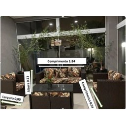 Conjunto de Sofá de 5 Lugares em Fibra Sintética + Mesa com Puff - 5