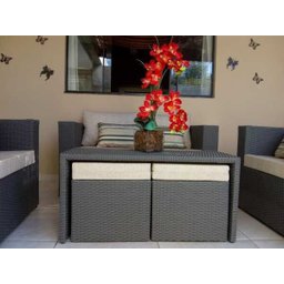 Conjunto de Sofá de 4 Lugares em Fibra Sintética + Mesa com Puff - 3