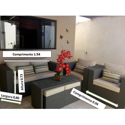 Conjunto de Sofá de 4 Lugares em Fibra Sintética + Mesa com Puff - 4