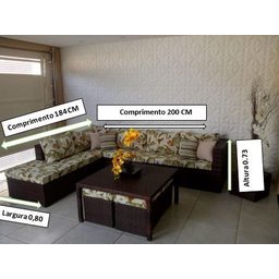 Conjunto de Sofá de 7 Lugares em Fibra Sintética + Mesa com Puff - 2