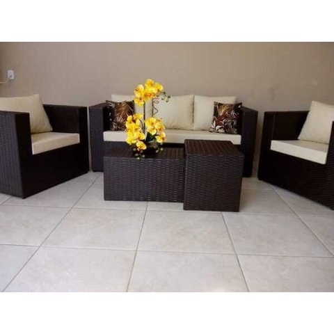 Conjunto de Sofá de 5 Lugares em Fibra Sintética