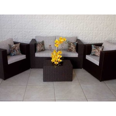 Conjunto de Sofá de 4 Lugares em Fibra Sintética