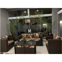 Conjunto de Sofá de 5 Lugares em Fibra Sintética + Mesa com Puff - 1