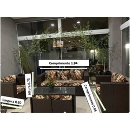 Conjunto de Sofá de 5 Lugares em Fibra Sintética + Mesa com Puff - 5