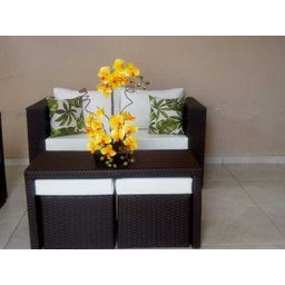 Conjunto de Sofá de 4 Lugares em Fibra Sintética + Mesa com Puff - 3