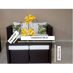 Conjunto de Sofá de 4 Lugares em Fibra Sintética + Mesa com Puff - 5