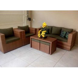 Conjunto de Sofá de 5 Lugares em Fibra Sintética + Mesa com Puff - 2