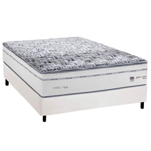Cama Box Casal: Colchão Molas Ensacadas Herval Maxspring C1723 + Base Crc Corano White (138x188)