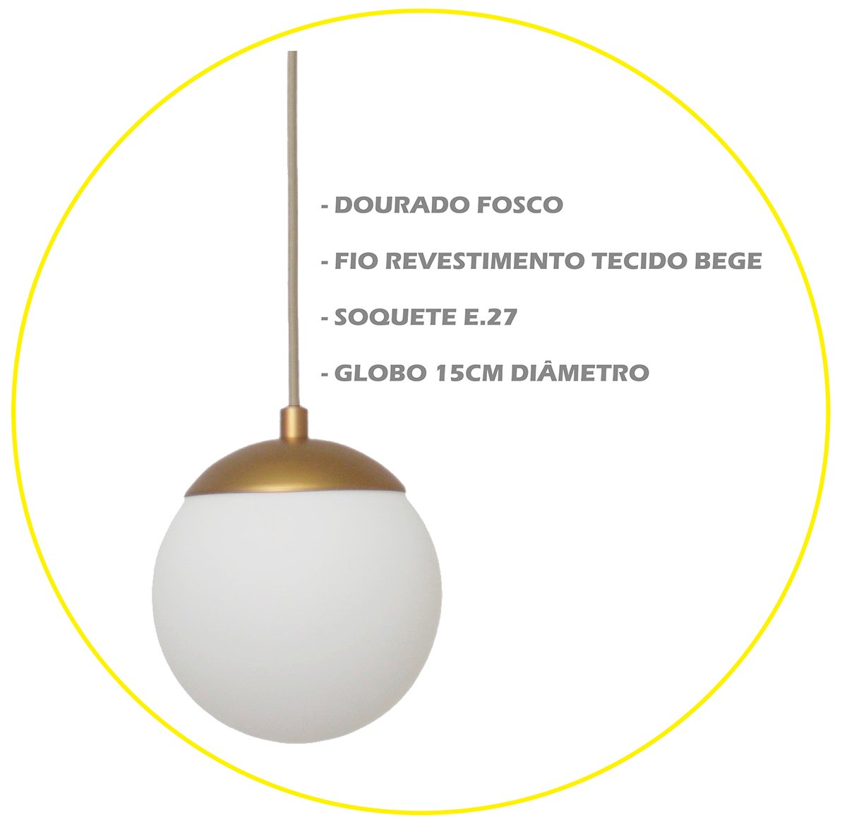 Pendente Jabuticaba Dourado 1 Bola/globo de Vidro.:dourado - 4