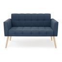 Ver imagem 3 de Sofá Namoradeira Elisa Suede Azul Marinho Pés Palito Natural - D’Rossi
