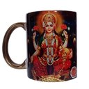 Ver imagem 1 de CANECA BRANCA DE CERAMICA RESINADA COM ALÇA DOURADO (LAKSMI)