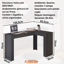 Ver imagem 3 de Escrivaninha Penteadeira Camarim com Espelho em L Jade Preto