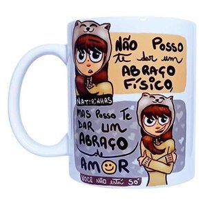 CANECA BRANCA DE CERÂMICA RESINADA (ABRAÇO)