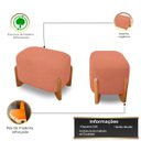Ver imagem 3 de Puff Oval Pé de Madeira Decorativo para Sala Orgânico Confortável e Reforçado Bouclé Fluffy