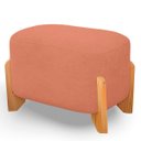 Ver imagem 4 de Puff Oval Pé de Madeira Decorativo para Sala Orgânico Confortável e Reforçado Bouclé Fluffy