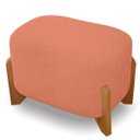 Ver imagem 1 de Puff Oval Pé de Madeira Decorativo para Sala Orgânico Confortável e Reforçado Bouclé Fluffy