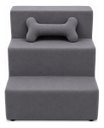 Ver imagem 1 de Escada Escadinha Pet 3 Degraus em Suede + Osso Brinde:Suede Cinza