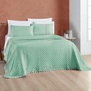 Ver imagem 2 de Kit Cobre Leito Colcha Nobre Casal Queen 3 Peças Micropercal 200 Fios Matelado - Verde Salvia