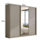 Ver imagem 2 de Guarda Roupa Casal Bend 3 Portas de Correr 6 Gavetas 100% MDF com Espelho Grigio Casa Lar Shop