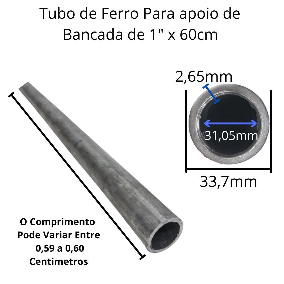 Tubo de Aço Ferro Galvanizado de Apoio de Pia Bancada 1 60cm - 3