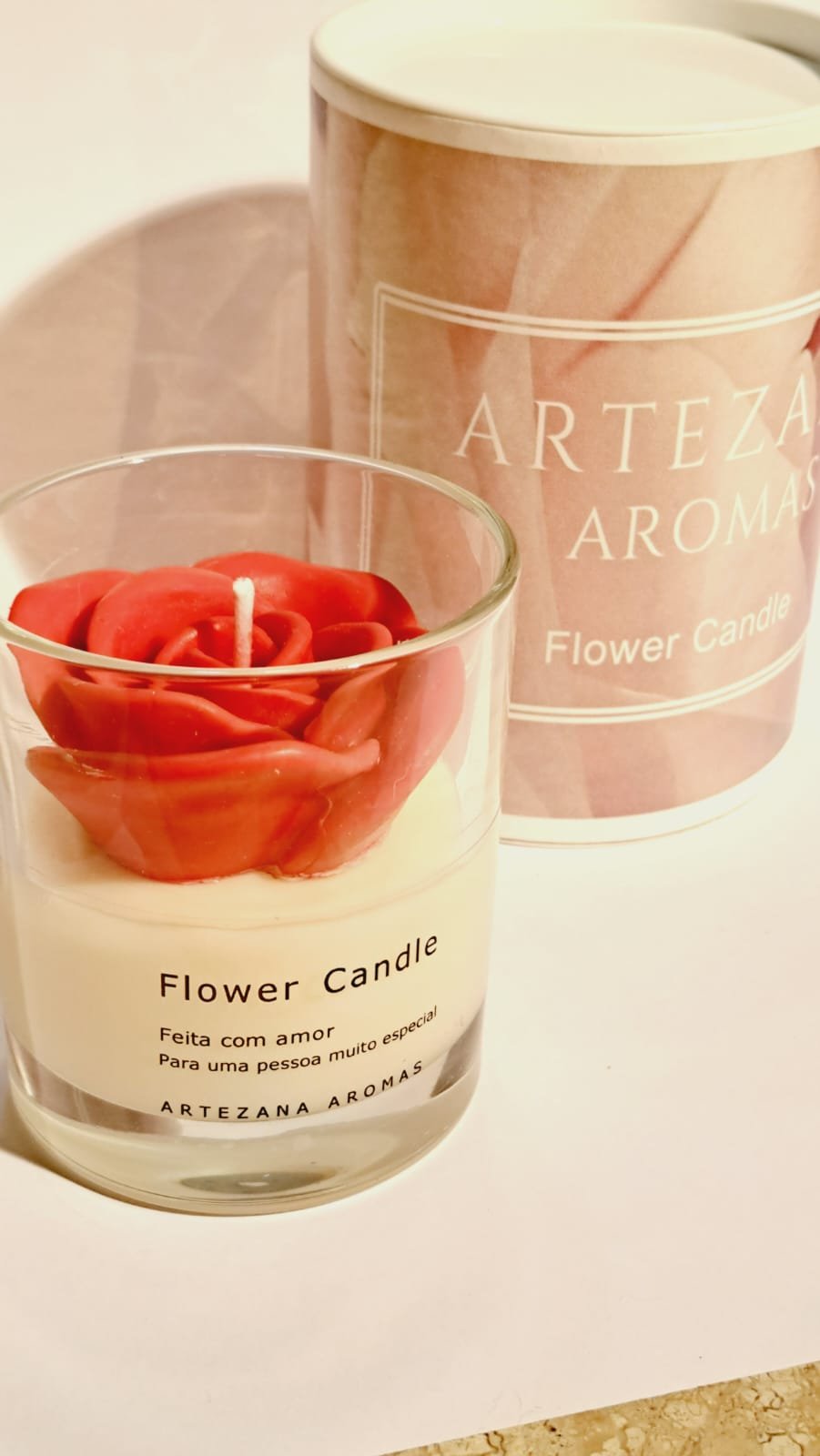 Flower Candle - Rosa Vermelha com Aroma de Rosa Vermelha Artezana Aromas - 3