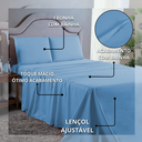 Ver imagem 4 de Conjunto Lençol Cama King Size 4 Peças 400 Fios com Elástico e Fronhas Toque Macio:azul Piscina