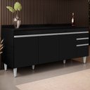 Ver imagem 1 de Balcão Gabinete 180cm com Tampo Dallas Preto - Lumil Lumil Móveis