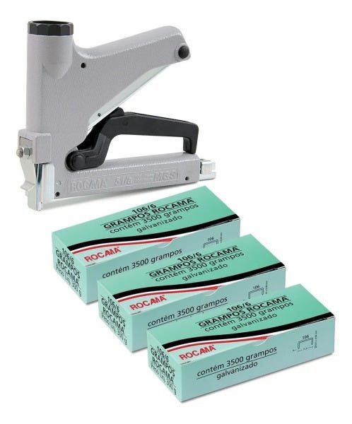 Grampeador Manual Rocama 51a - Aluminio + 10500grampos 106/6 - 1
