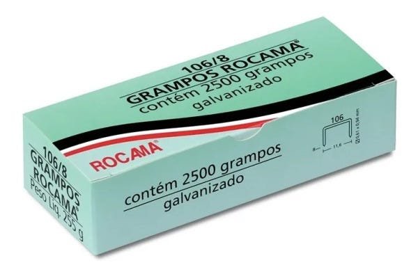 Grampeador Manual Rocama 51a - Aluminio + 2500 Grampos 106/8 - 3