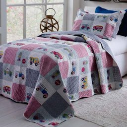 Kit Colcha Patchwork Rozac Solteiro 2 Peças Teen Trucks - 1