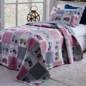Kit Colcha Patchwork Rozac Solteiro 2 Peças Teen Trucks