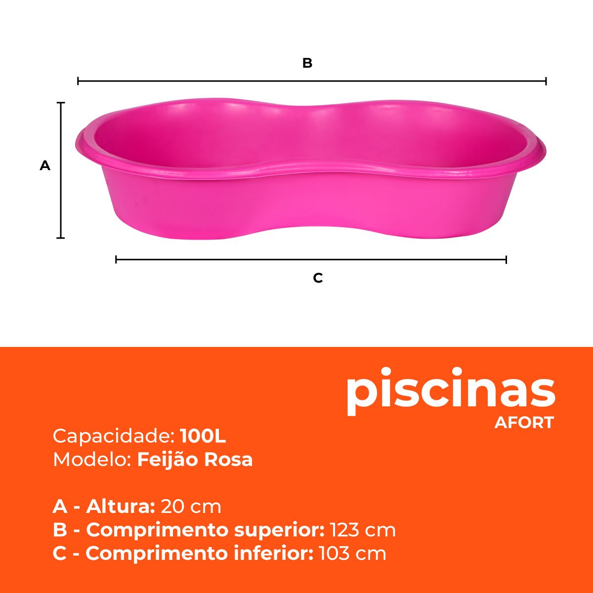 Caixa Piscina Feijão 100 Litros Rosa Afort - 3