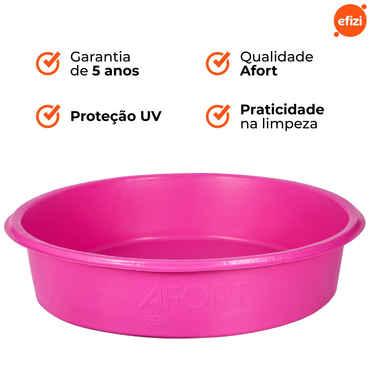 Caixa Piscina Redonda 50 Litros Rosa Afort - 5