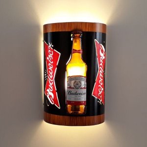 Luminária Arandela de parede Bar Budweiser Garrafa Logo
