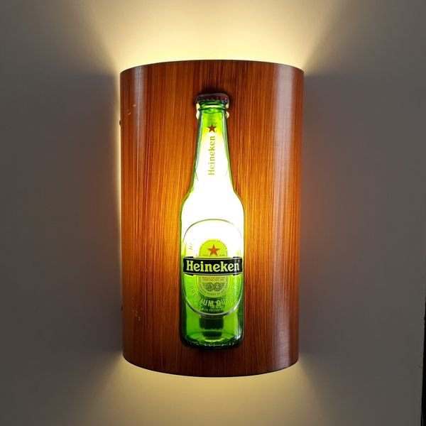 Luminária Arandela de parede Bar Heineken Garrafa