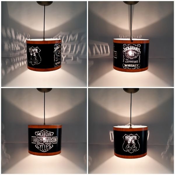 Lustre Pendente Bar - Harley Davidson/Jack Daniel`s/Route 66 - 300X24 Ecoestiluz - 2