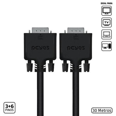 Cabo De Vídeo Vga 3+6 15 Pinos Macho Para Vga 3+6 15 Pinos Macho 28awg Puro Cobre 30 Metros -