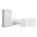 Ver imagem 1 de Quarto Infantil Doce Sonho Guarda Roupa Berço e Cômoda Sapateira Branco - Qmovi