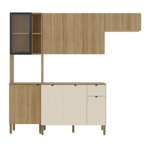 Armário de Cozinha Completa Mdf 9 Portas Vert Plus - Freijó/freijó/soft
