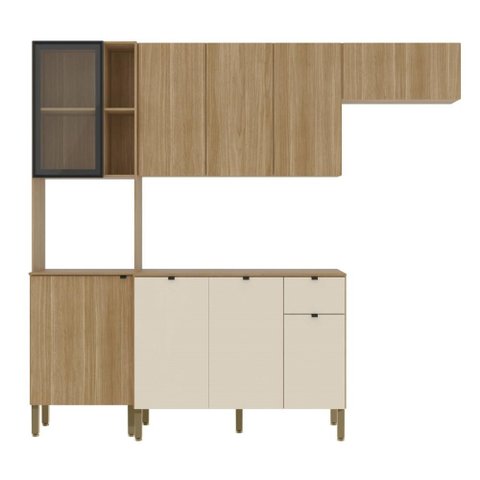 Armário de Cozinha Completa Mdf 9 Portas Vert Plus - Freijó/freijó/soft