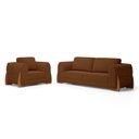 Ver imagem 1 de Kit Poltrona e Sofá Bloom 180cm 02 Lugares com Pés de Madeira Bouclê Terracota - Desk Design