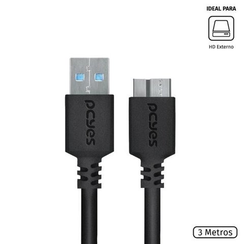 Cabo Para Hd Externo Usb A 3.0 Macho Para Micro Usb B 3.0 (10 Pinos) Macho 28awg Puro Cobre 3