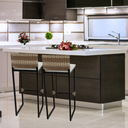 Ver imagem 6 de Kit 2 Banquetas Quadrada Junco Cappuccino para Balcão Ilha Cozinha Área Gourmet Bancada Piscina Bar