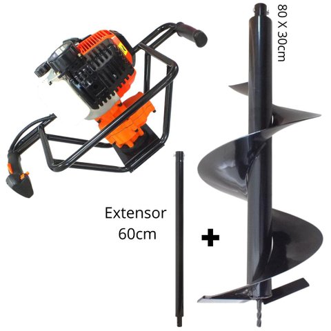 Perfurador de Solo Vulcan VPS520 Broca 80x30cm Com Extensor 60cm Para Instalações de Redes Elé