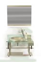 Ver imagem 1 de Gabinete de Vidro 70cm Curvado Duplo Inox com Cuba Chapéu - Champanhe
