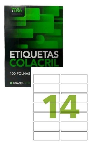 Etiqueta Adesiva Cc182 - 33.9x101.6x2mm - 14 Unidades Por Folha - Caixa com 100 Folhas
