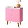 Mesa de cabeceira Com 3 Gavetas Retrô Status - JA Móveis Mesa de Cabeceira Status 2 Gavetas Rosa - 1